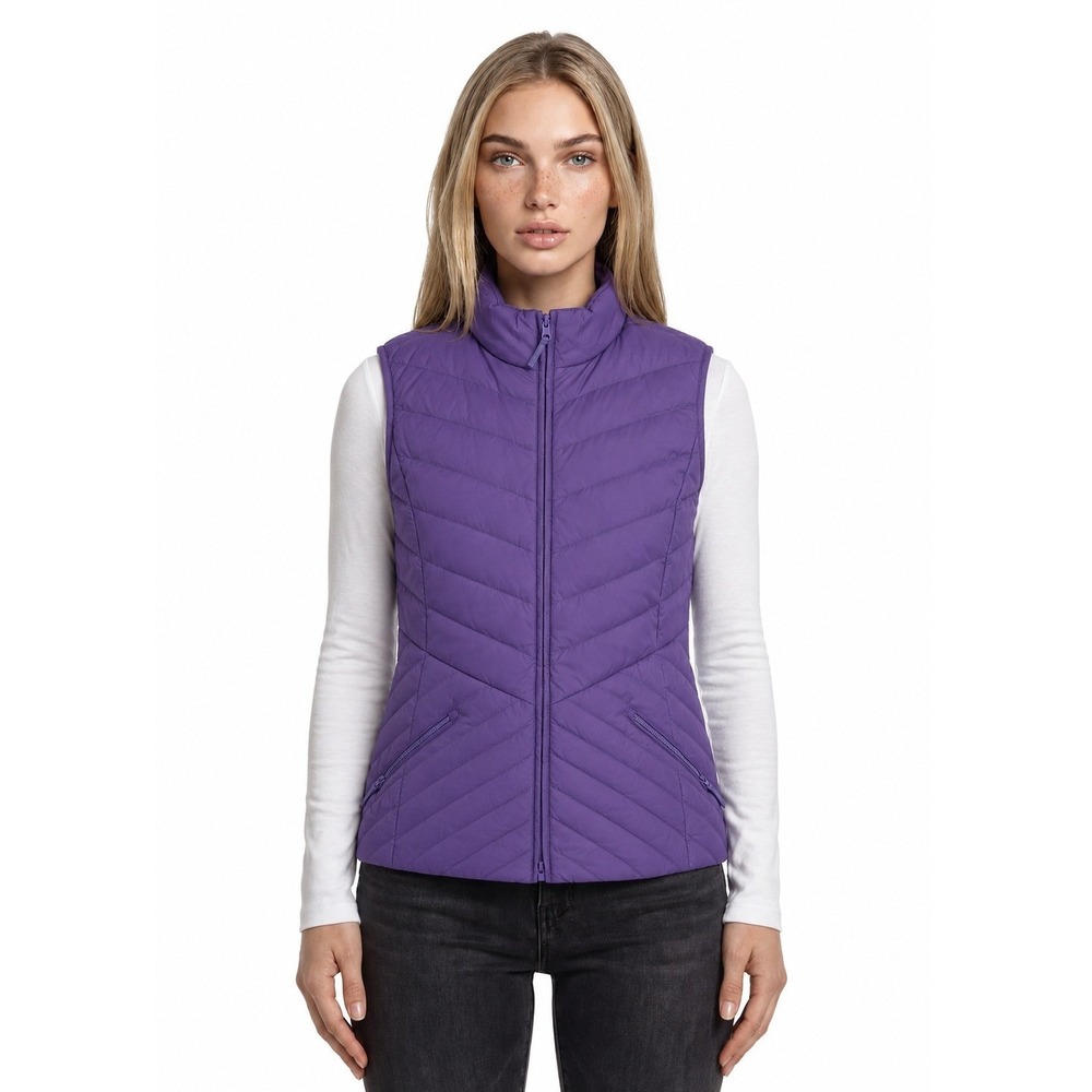 Talbots Down Puffer Vest Women's Size 3X Purple Quilted Full Zip Sleeveless 90%